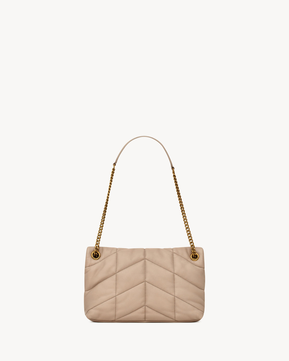 Puffer Small in pelle di agnello beige scuro
