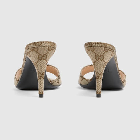 Sandalo slider donna con Morsetto in tessuto beige e marrone