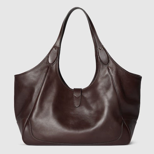 Borsa shopping Mercato misura media in pelle marrone scuro