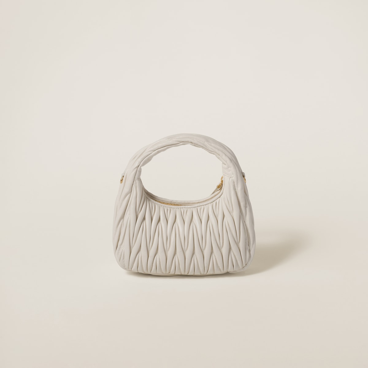 Borsa piccola hobo Wander in nappa matelassé bianca