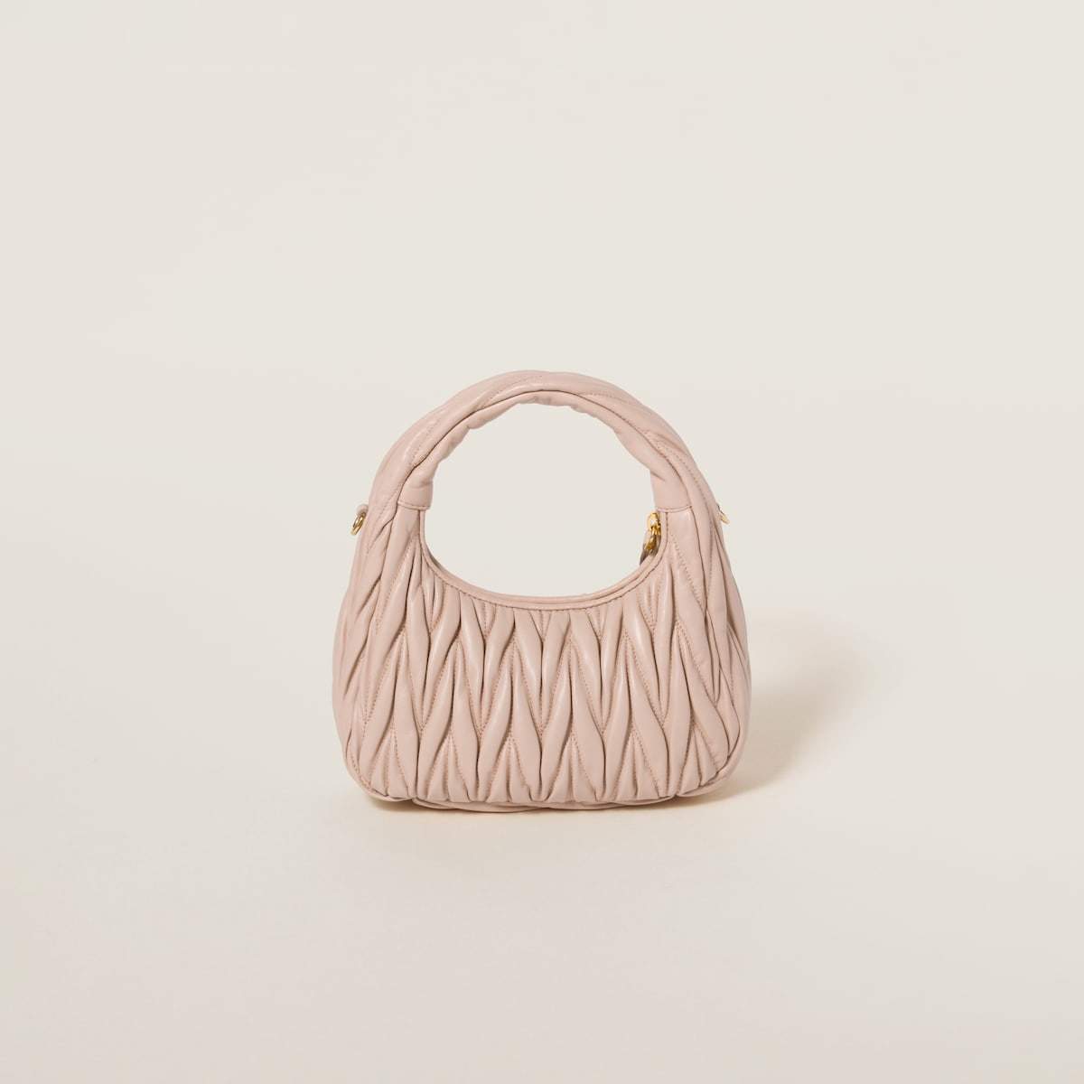 Borsa hobo Wander piccola in nappa matelassé cipria