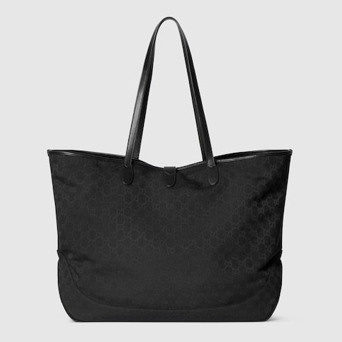 Borsa shopping GG Jackie misura grande in tessuto nera