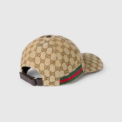 Cappellino da baseball in tessuto GG con Web beige e marrone scuro