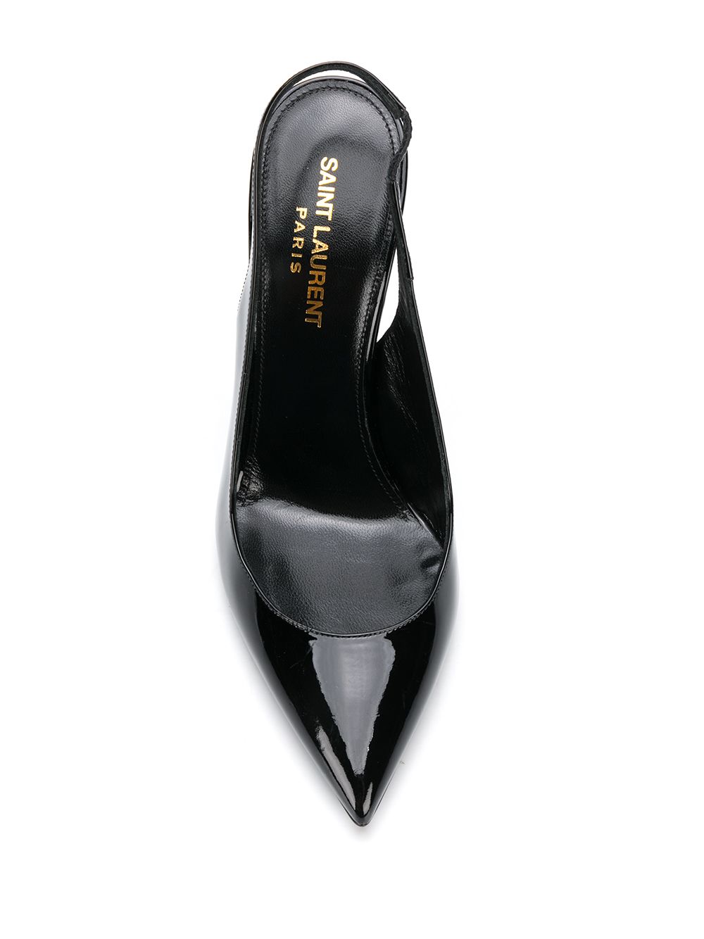 Décolleté con cinturino posteriore Opyum in pelle nera, 110 mm