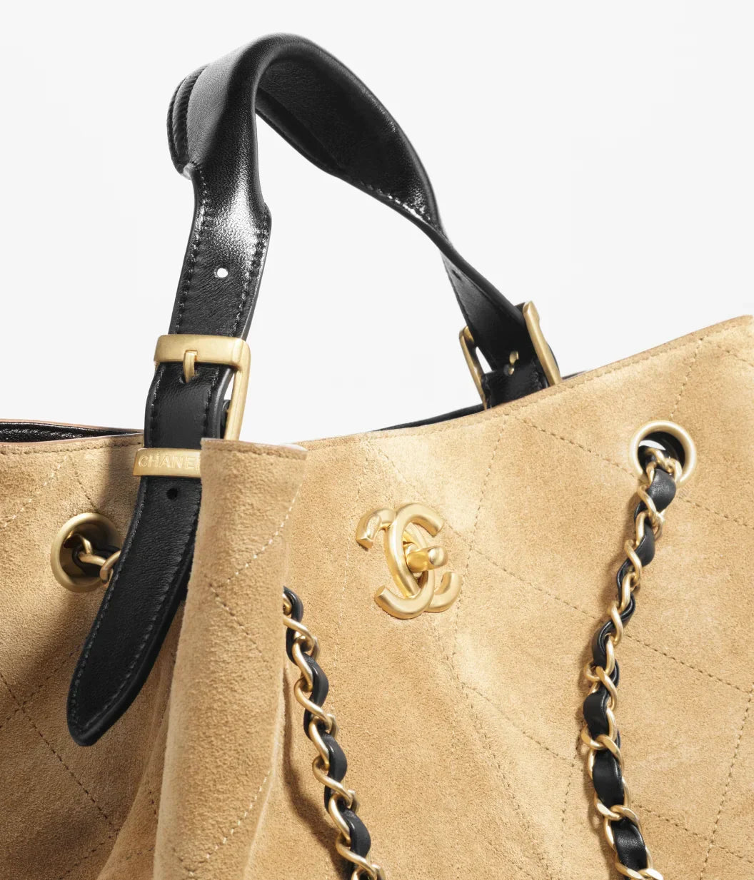 Borsa shopping Beige & nero