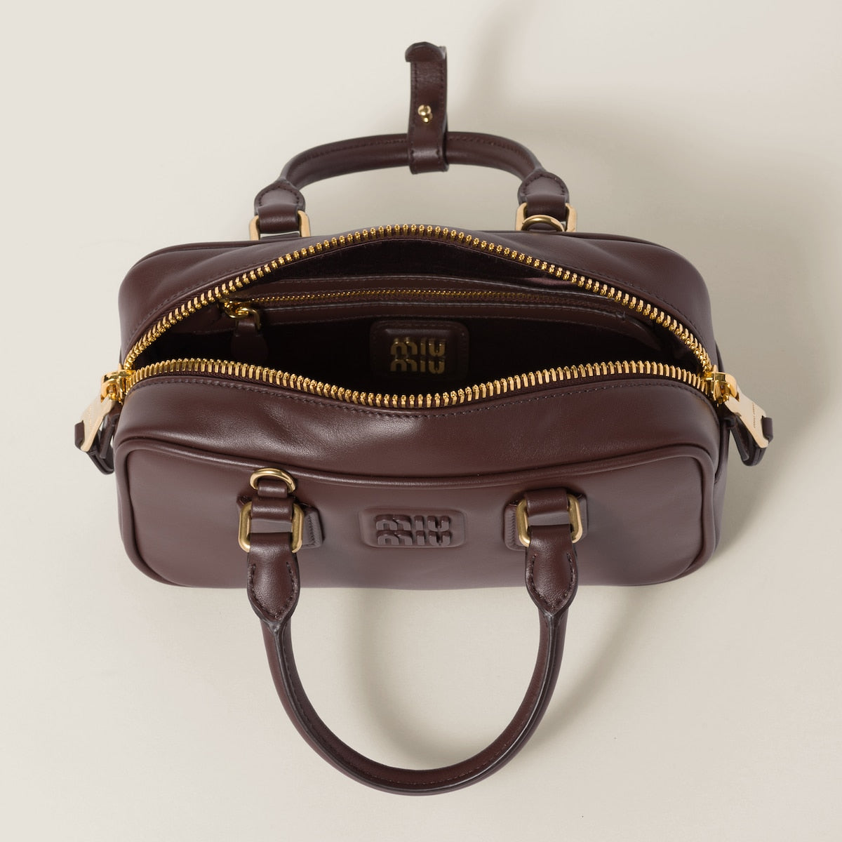 Borsa regulare Arcadie in pelle marrone scuro