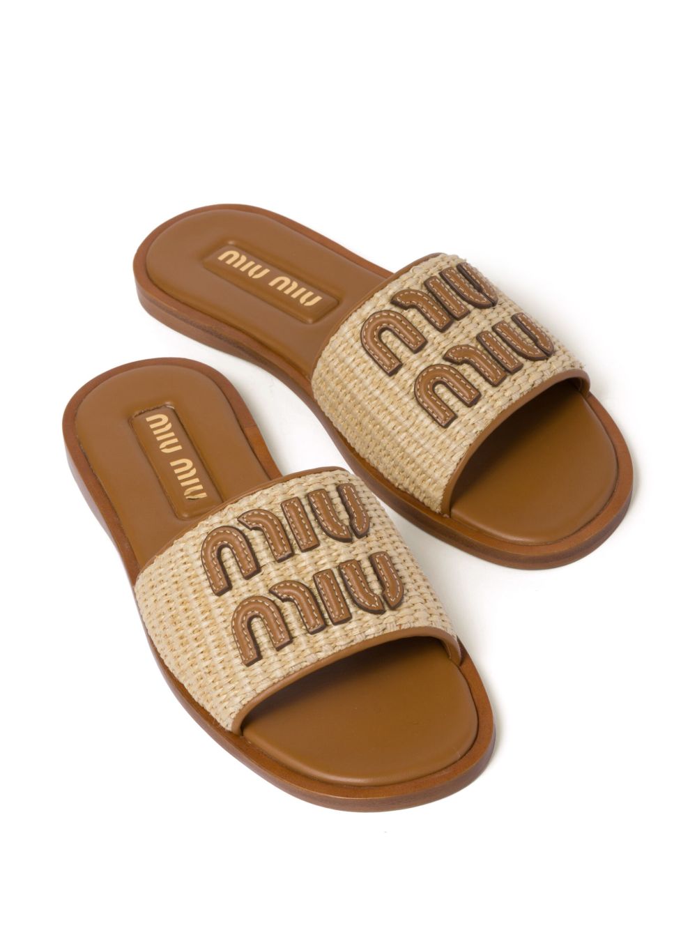 Sandali con logo in rafia beige
