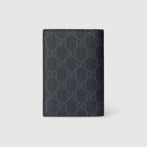 Porta passaporto GG con interno grigio tessuto GG supreme nero