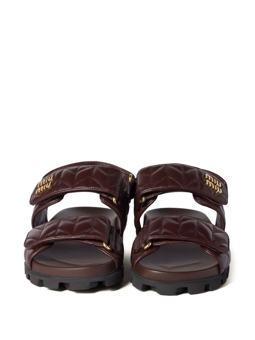 Sandali sportivi in pelle trapuntata bordeaux
