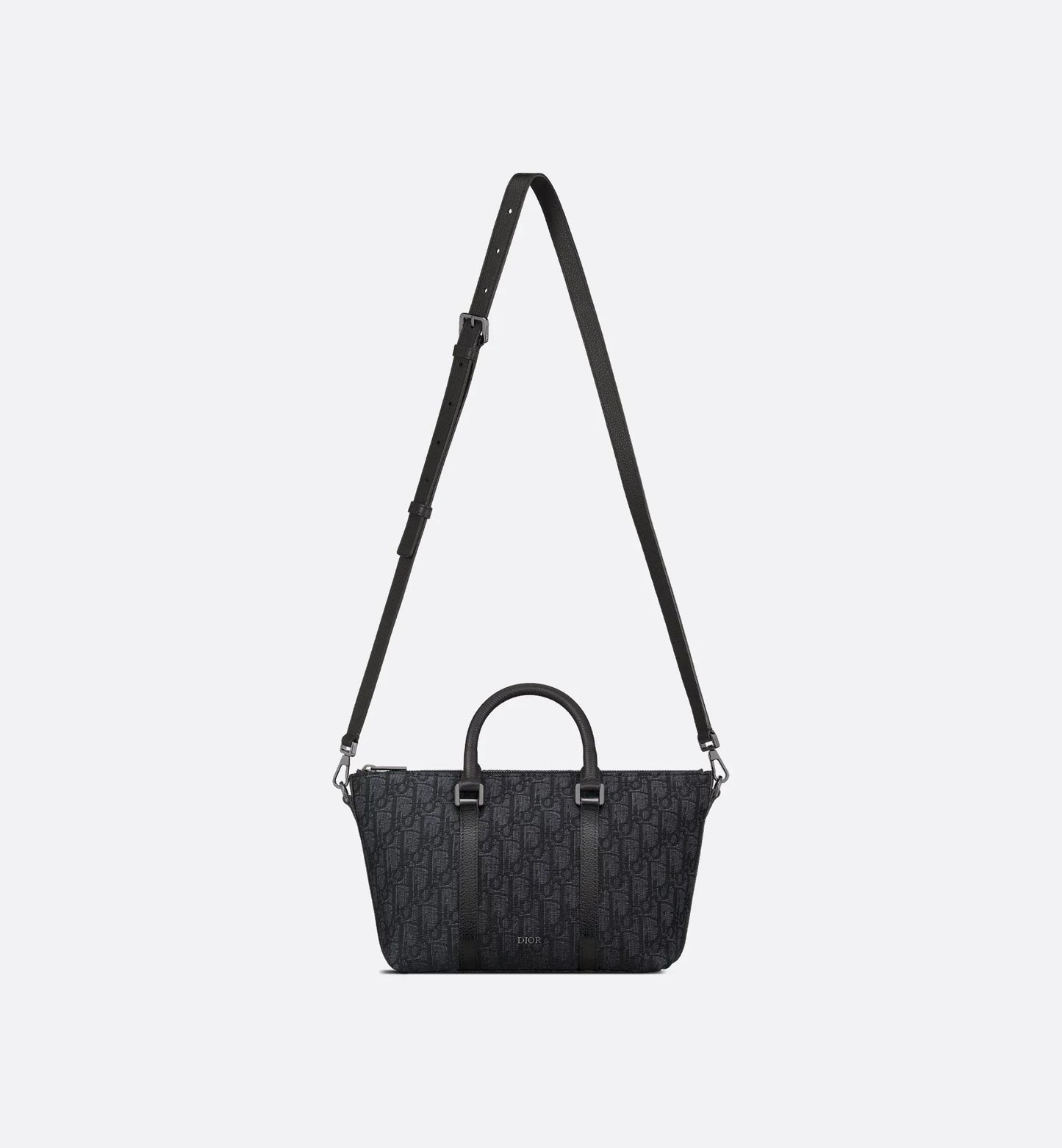 Weekender 25 Nero Jacquard Oblique e pelle di vitello martellata nera