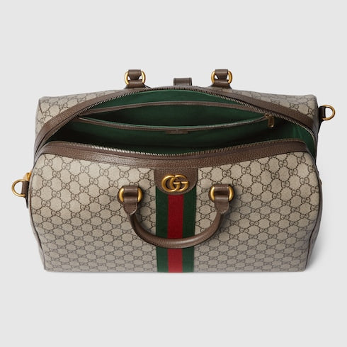 Borsone Savoy misura media tessuto beige e marrone scuro