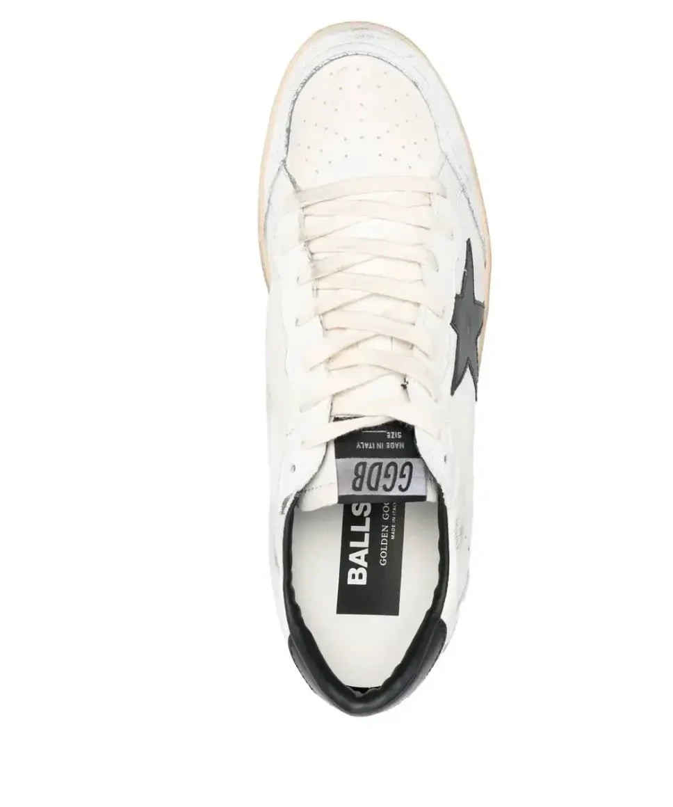 Ball Star Sneaker In White Nappa Leather Black star