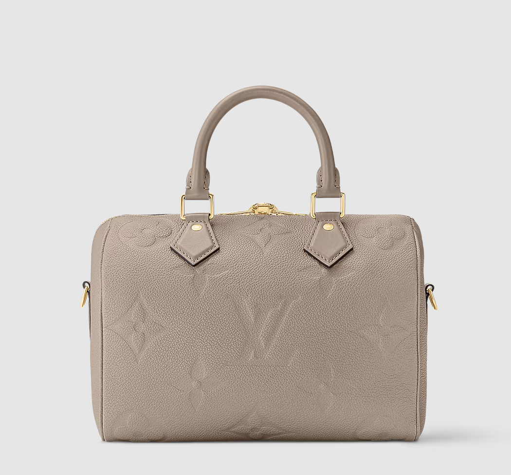 Speedy Bandoulière 25 Pelle Monogram Empreinte Grigio Tortora
