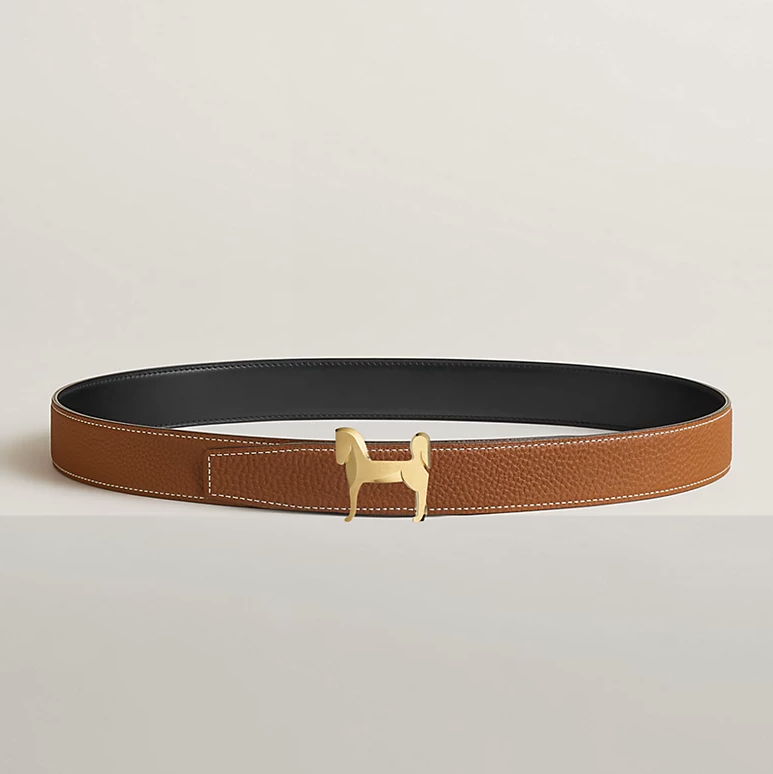 Fibbia da cintura Panache & Pelle reversibile per cintura 32 mm Nero/Oro Uomo