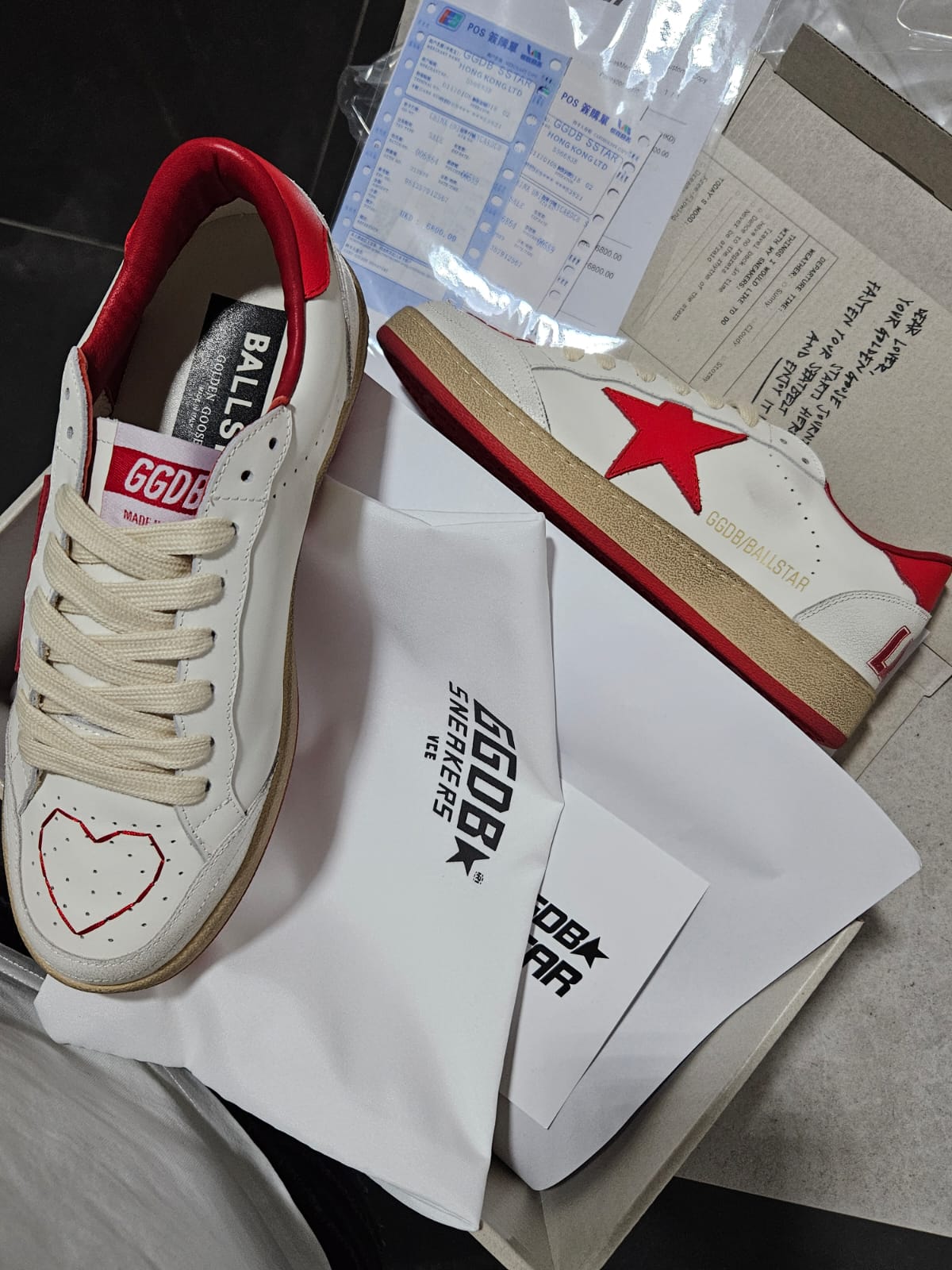 Goolden Goose Ball Star in nappa con stella e talloncino in pelle rossa