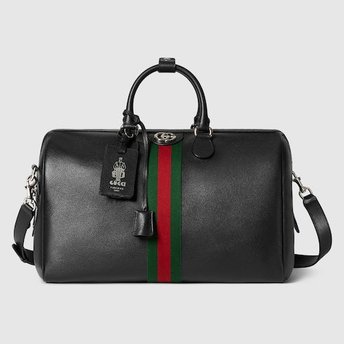 Borsone Savoy misura media in pelle nero