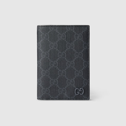 Porta passaporto GG con interno grigio tessuto GG supreme nero