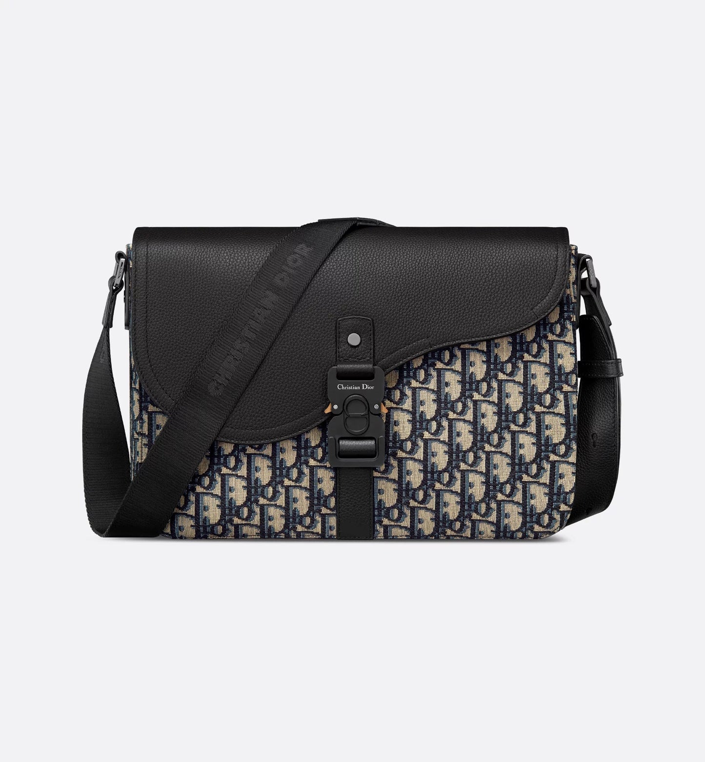 Borsa a tracolla Saddle con pattina Oblique beige e nero