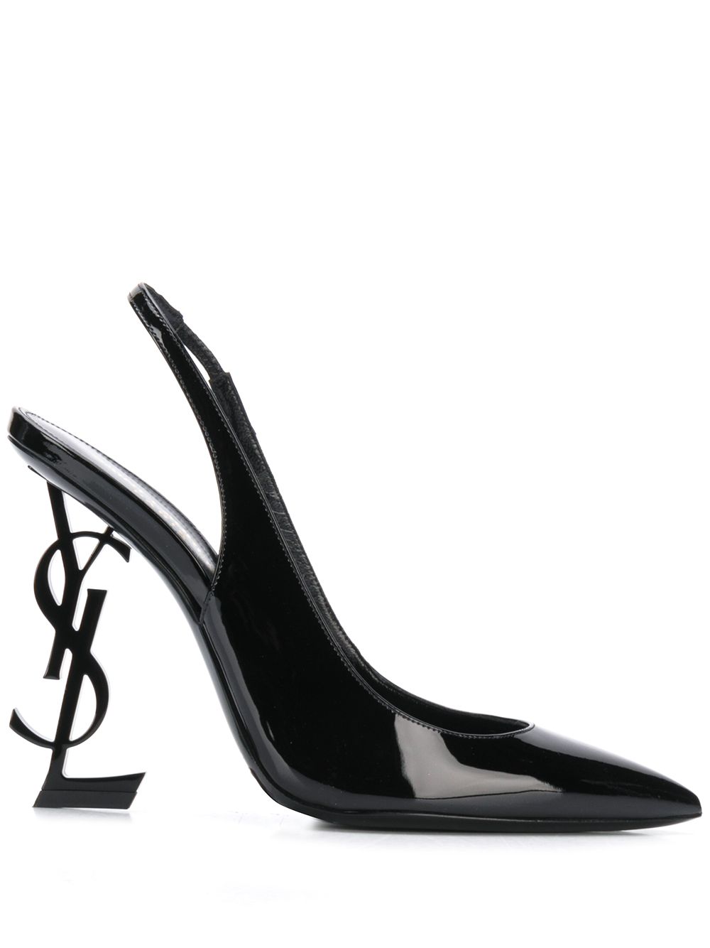 Décolleté con cinturino posteriore Opyum in pelle nera, 110 mm