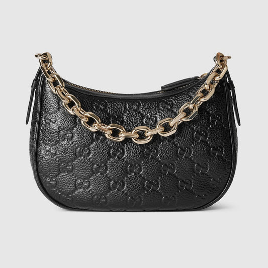 Borsa a Spalla GG Emblem Misura Media Nera