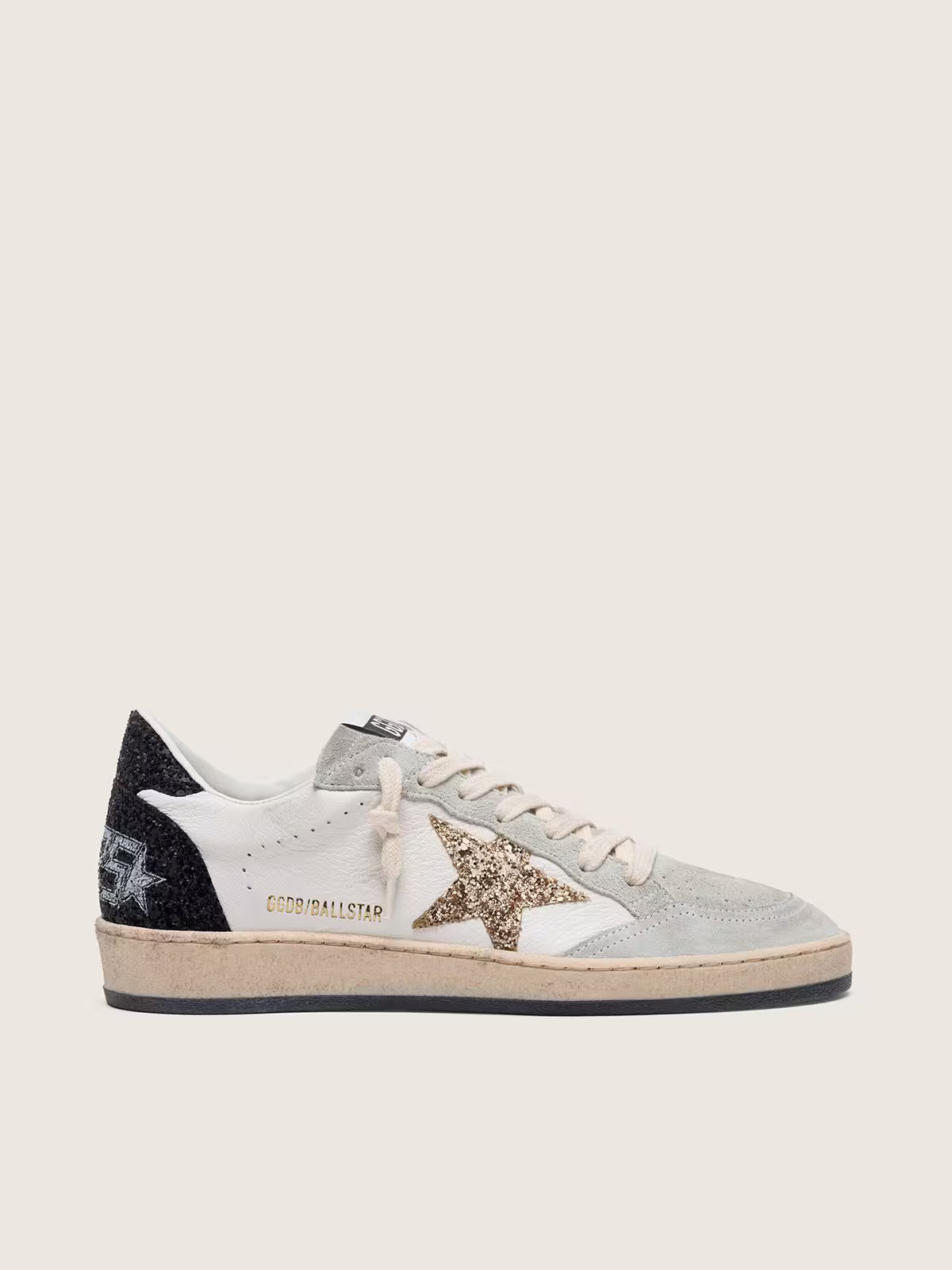 Nappa e suede con stella in glitter e talloncino nero