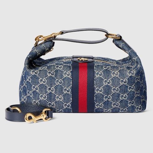 Borsa a mano GG Vanity misura media blu e bianco
