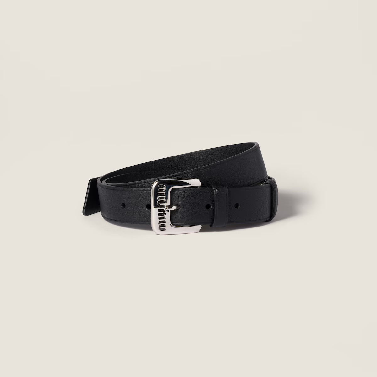 Cintura in nappa Nero Fibbia argento 3cm