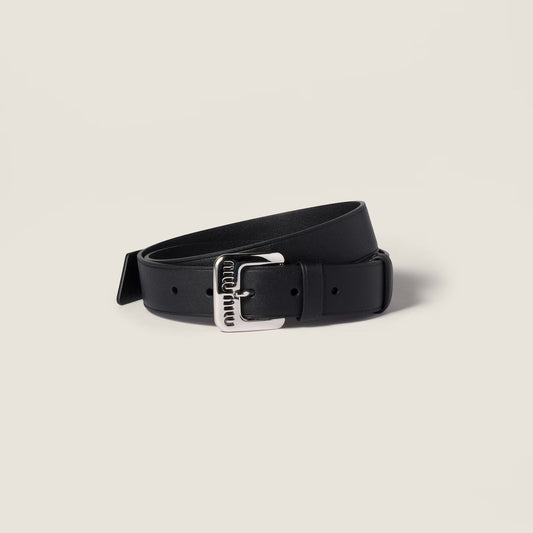 Cintura in nappa Nero Fibbia argento 3cm