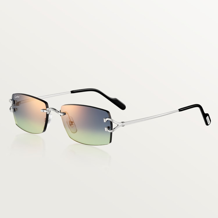 Occhiali da sole classici con motivo a C e lenti sfumate blu e verde da uomo