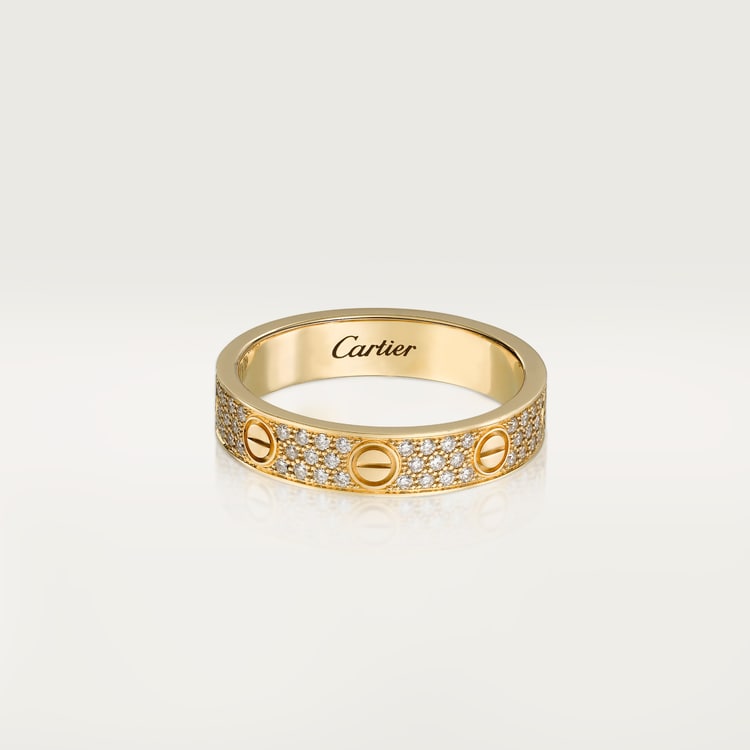 Anello LOVE modello piccolo pavé in color oro