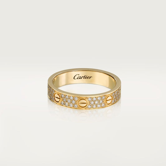 Anello LOVE modello piccolo pavé in color oro