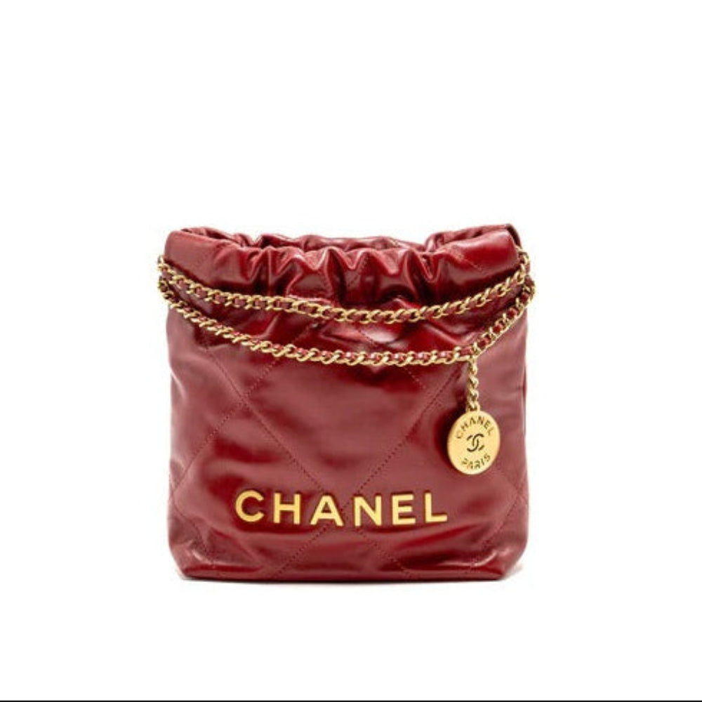 Borsa Mini 22 in pelle di vitello lucida rossa