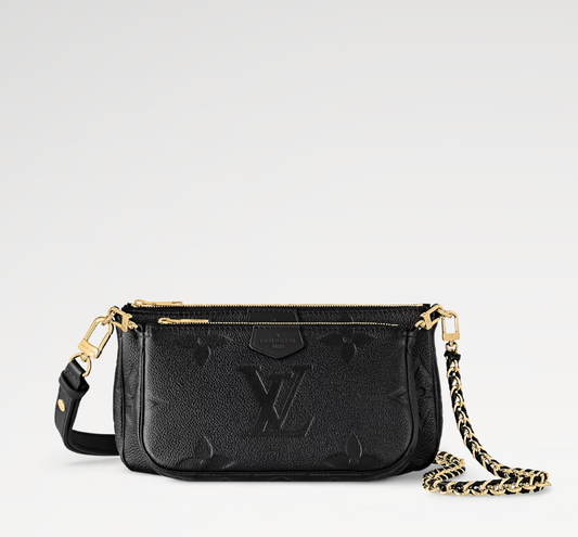 Multi Pochette Accessoires in Pelle Monogram Empreinte Nero