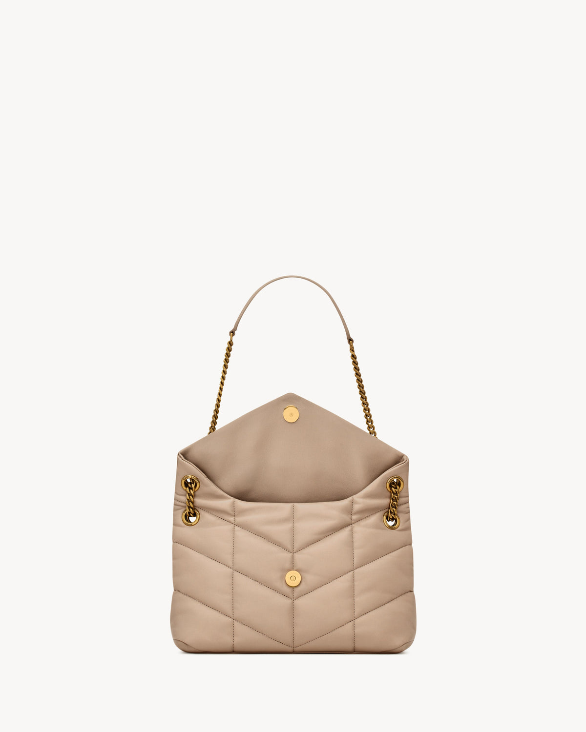Puffer Small in pelle di agnello beige scuro
