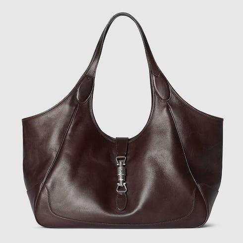Borsa shopping Mercato misura media in pelle marrone scuro