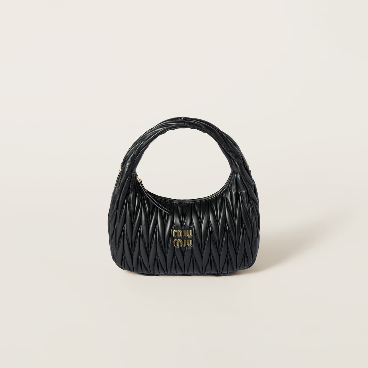 Borsa regulare hobo Wander in nappa matelassé nera