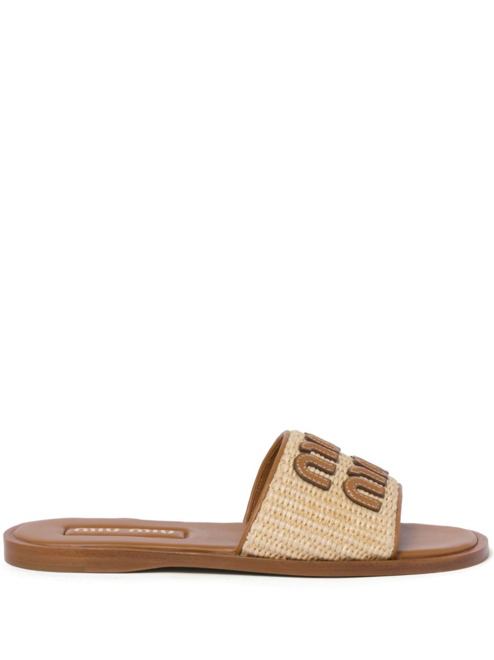 Sandali con logo in rafia beige