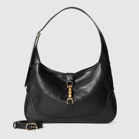 Borsa a spalla GG Jackie 1961 misura media in pelle nera