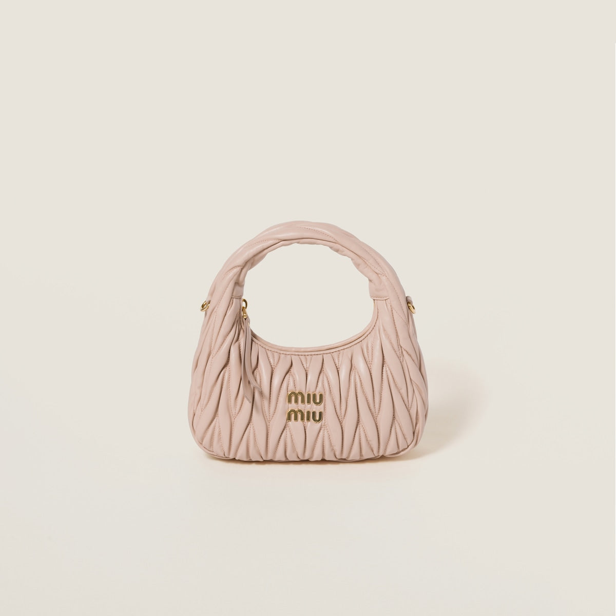 Borsa hobo Wander piccola in nappa matelassé cipria
