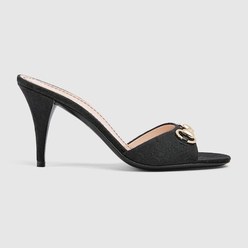 Sandalo slider donna con Morsetto in tessuto nero