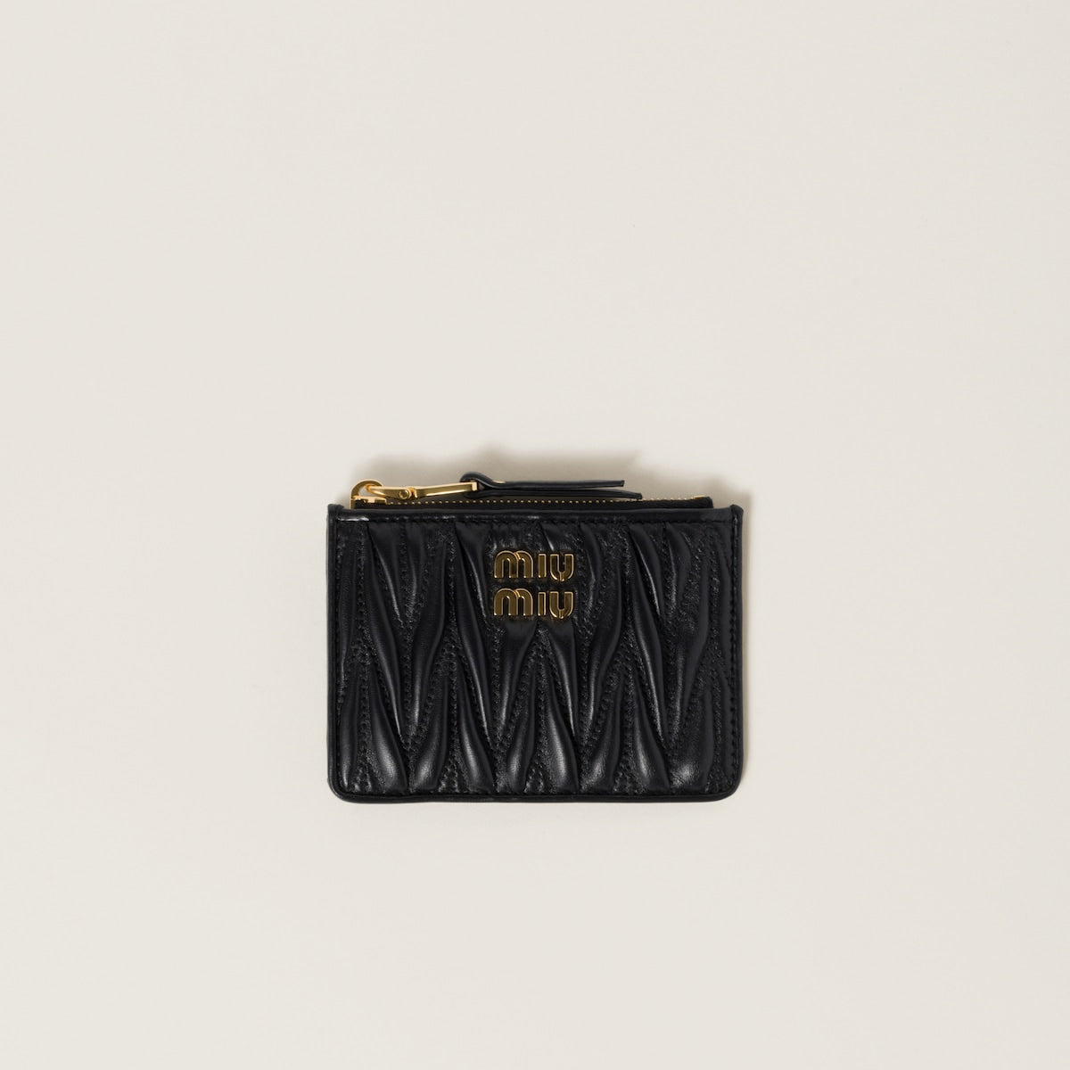 Portacarte quilted in nappa matelasse nero