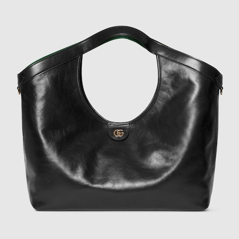 Borsa shopping GG Giglio misura piccola in pelle nero