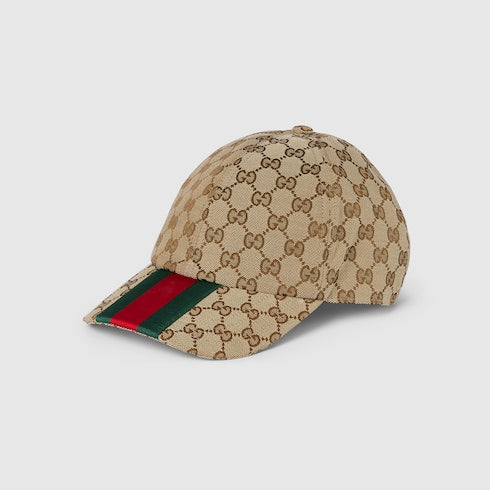 Cappellino da baseball in tessuto GG beige ed ebano