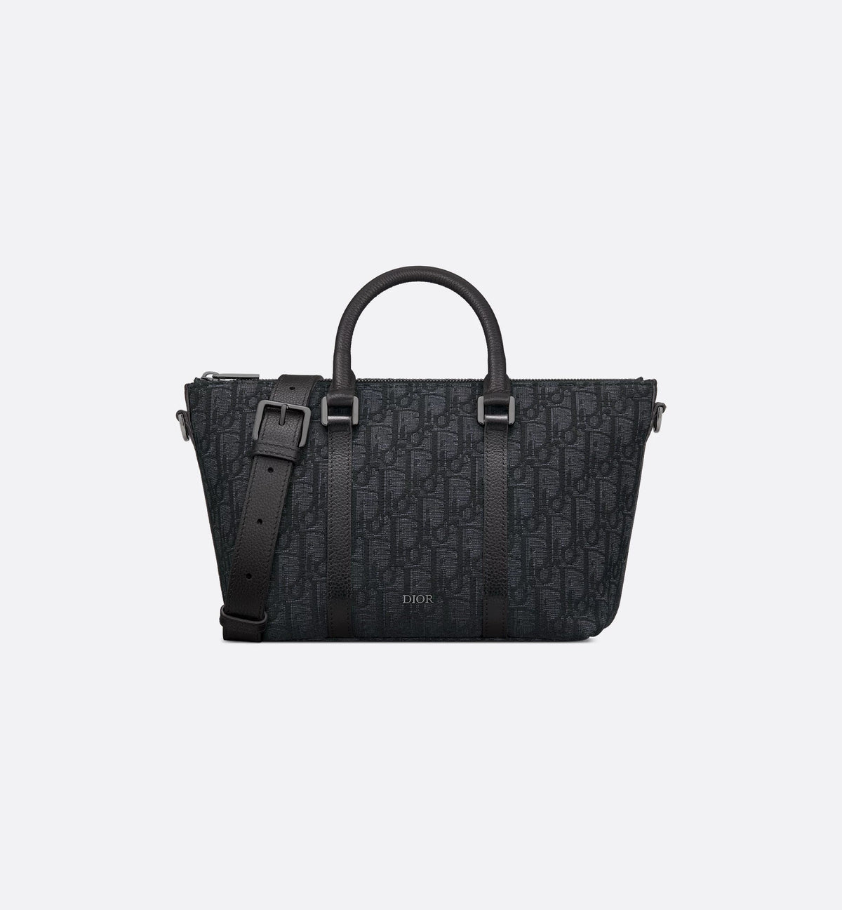 Weekender 25 Nero Jacquard Oblique e pelle di vitello martellata nera
