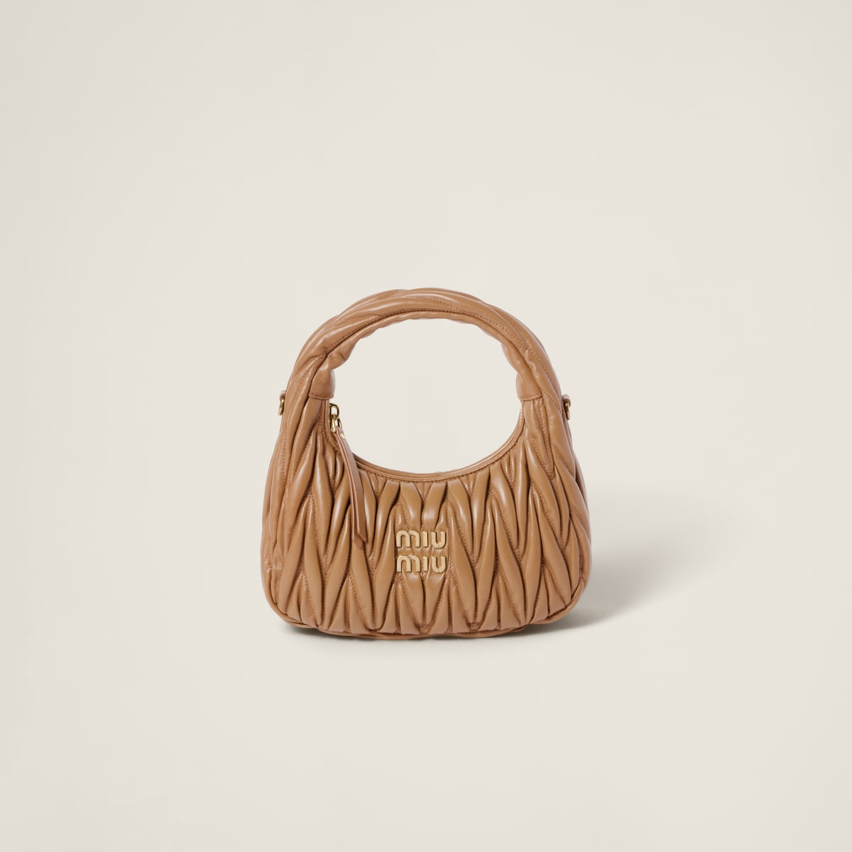 Borsa hobo Wander piccola in nappa matelassé caramello