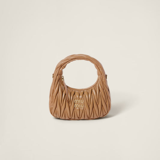 Borsa hobo Wander piccola in nappa matelassé caramello