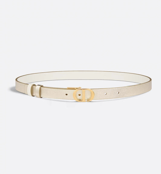 Cintura reversibile 30 Montaigne in pelle di vitello liscia color oro e latte 20 mm donna