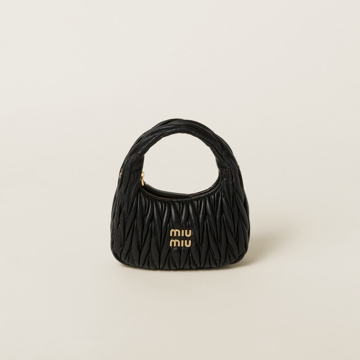 Borsa piccola hobo Wander in nappa matelassé nera