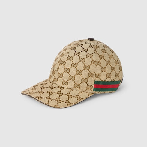 Cappellino da baseball in tessuto GG con Web beige e marrone scuro