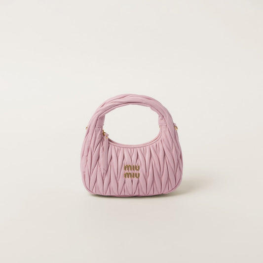 Borsa hobo Wander piccola in nappa matelassé rosa